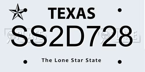 SS2D728 Texas License Plate