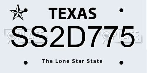 SS2D775 Texas License Plate