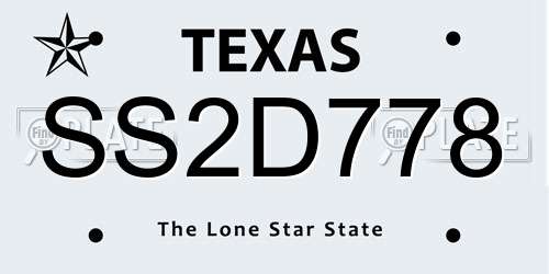 SS2D778 Texas License Plate