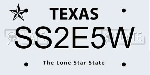 SS2E5W Texas License Plate
