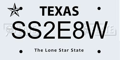 SS2E8W Texas License Plate