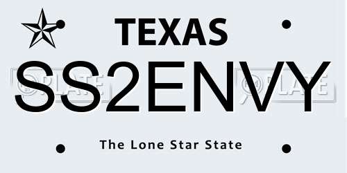 SS2ENVY Texas License Plate