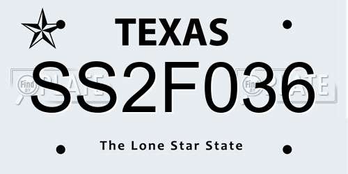 SS2F036 Texas License Plate