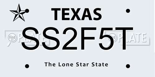 SS2F5T Texas License Plate