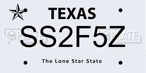 SS2F5Z Texas License Plate