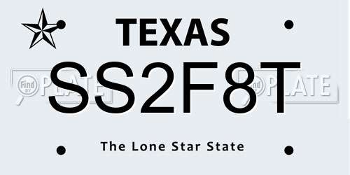 SS2F8T Texas License Plate