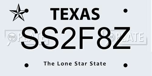 SS2F8Z Texas License Plate