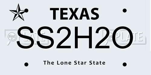 SS2H2O Texas License Plate