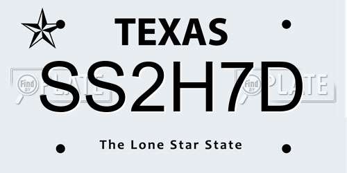 SS2H7D Texas License Plate