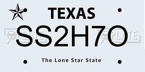 SS2H7O Texas License Plate