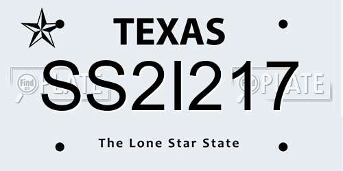 SS2I217 Texas License Plate