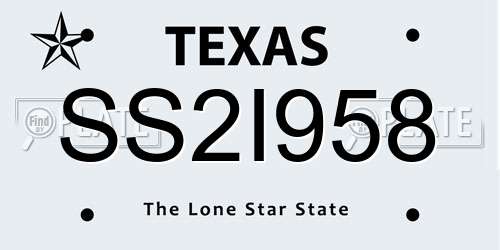 SS2I958 Texas License Plate