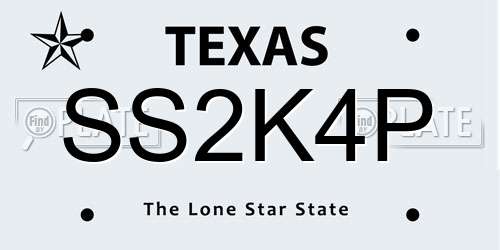 SS2K4P Texas License Plate