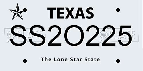 SS2O225 Texas License Plate