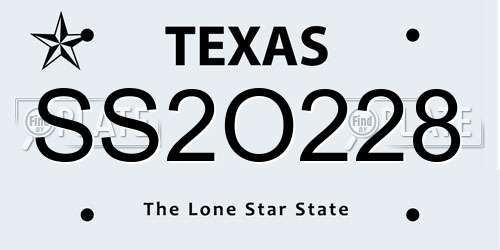 SS2O228 Texas License Plate