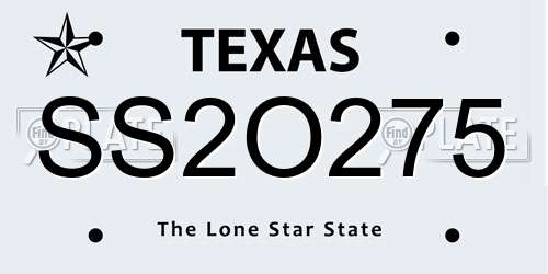 SS2O275 Texas License Plate