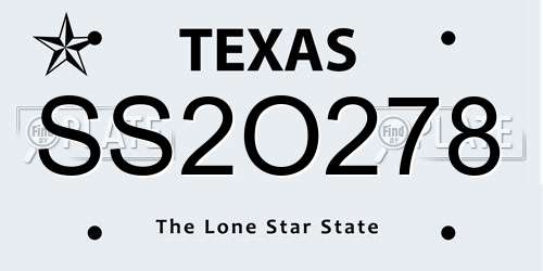 SS2O278 Texas License Plate