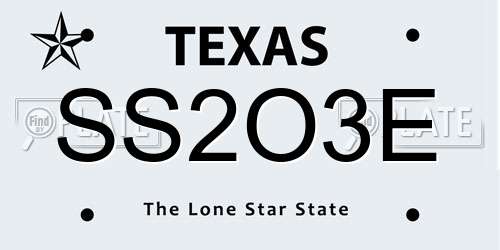 SS2O3E Texas License Plate