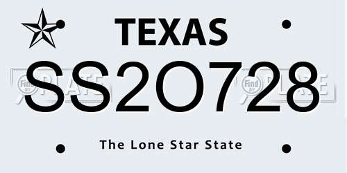 SS2O728 Texas License Plate