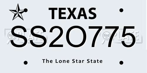 SS2O775 Texas License Plate
