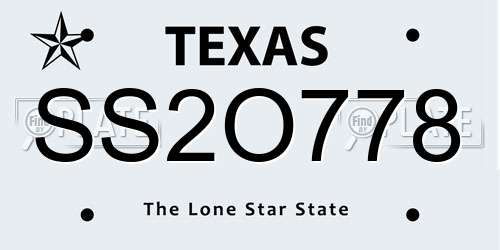 SS2O778 Texas License Plate