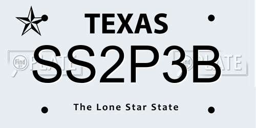 SS2P3B Texas License Plate
