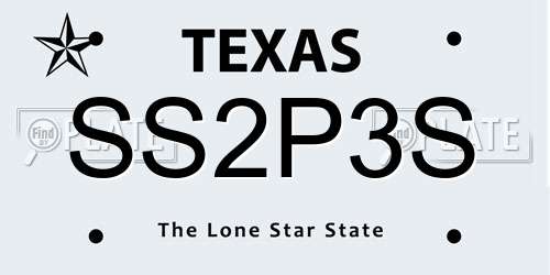 SS2P3S Texas License Plate