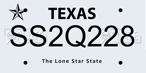 SS2Q228 Texas License Plate