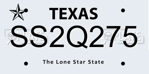 SS2Q275 Texas License Plate