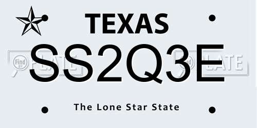 SS2Q3E Texas License Plate