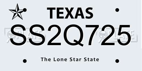 SS2Q725 Texas License Plate