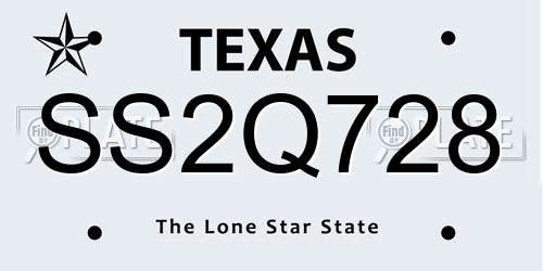 SS2Q728 Texas License Plate