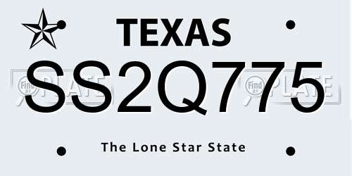 SS2Q775 Texas License Plate