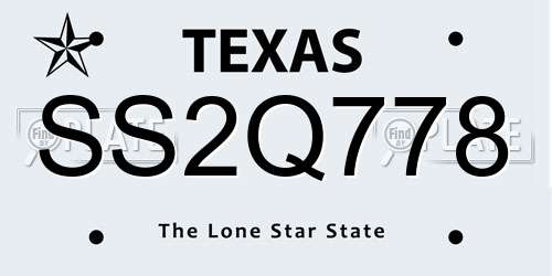 SS2Q778 Texas License Plate