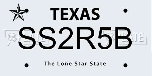SS2R5B Texas License Plate