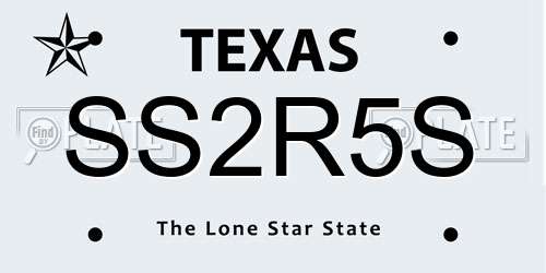 SS2R5S Texas License Plate