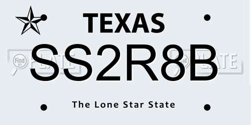 SS2R8B Texas License Plate