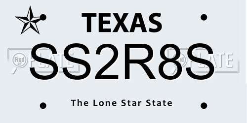 SS2R8S Texas License Plate