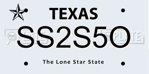 SS2S5O Texas License Plate