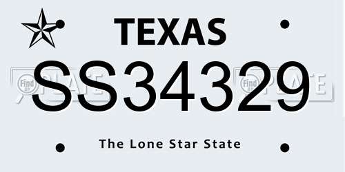 SS34329 Texas License Plate