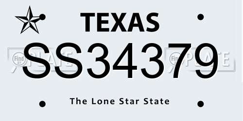 SS34379 Texas License Plate