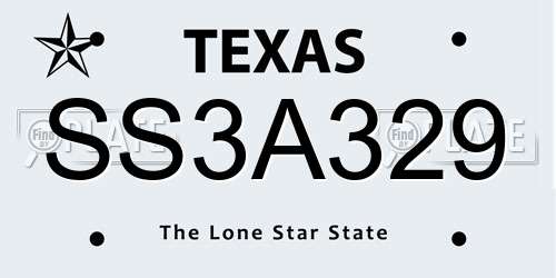 SS3A329 Texas License Plate
