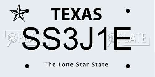 SS3J1E Texas License Plate