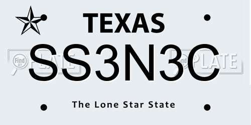 SS3N3C Texas License Plate