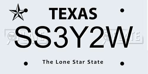 SS3Y2W Texas License Plate