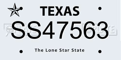 SS47563 Texas License Plate
