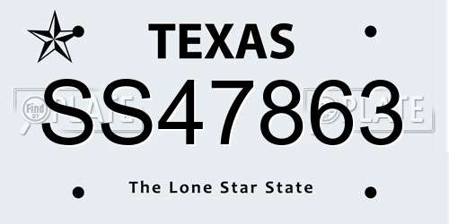 SS47863 Texas License Plate