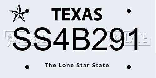 SS4B291 Texas License Plate