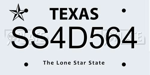 SS4D564 Texas License Plate