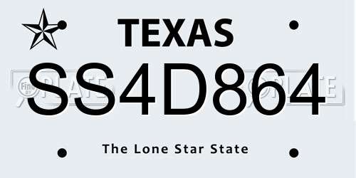 SS4D864 Texas License Plate